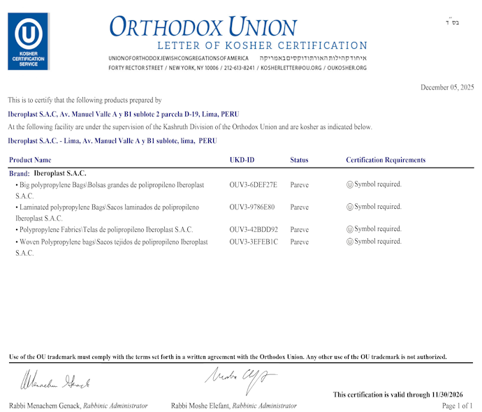 certificado kosher 2025 dic